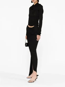 ANDREADAMO Abiti<ABITO DRAPED JERSEY ASYMMETRIC MIDI Nero