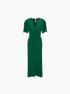 VICTORIA BECKHAM Abiti<ABITO GATHERED V-NECK MINI Verde