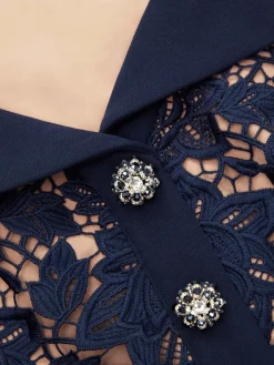 SELF-PORTRAIT Abiti<ABITO LACE OPEN NECK Blu