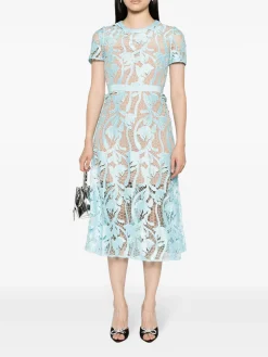 SELF-PORTRAIT Abiti<ABITO LIGHT BLUE LACE MIDI Azzurro
