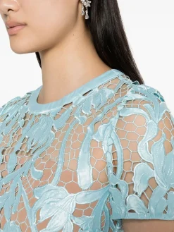SELF-PORTRAIT Abiti<ABITO LIGHT BLUE LACE MIDI Azzurro