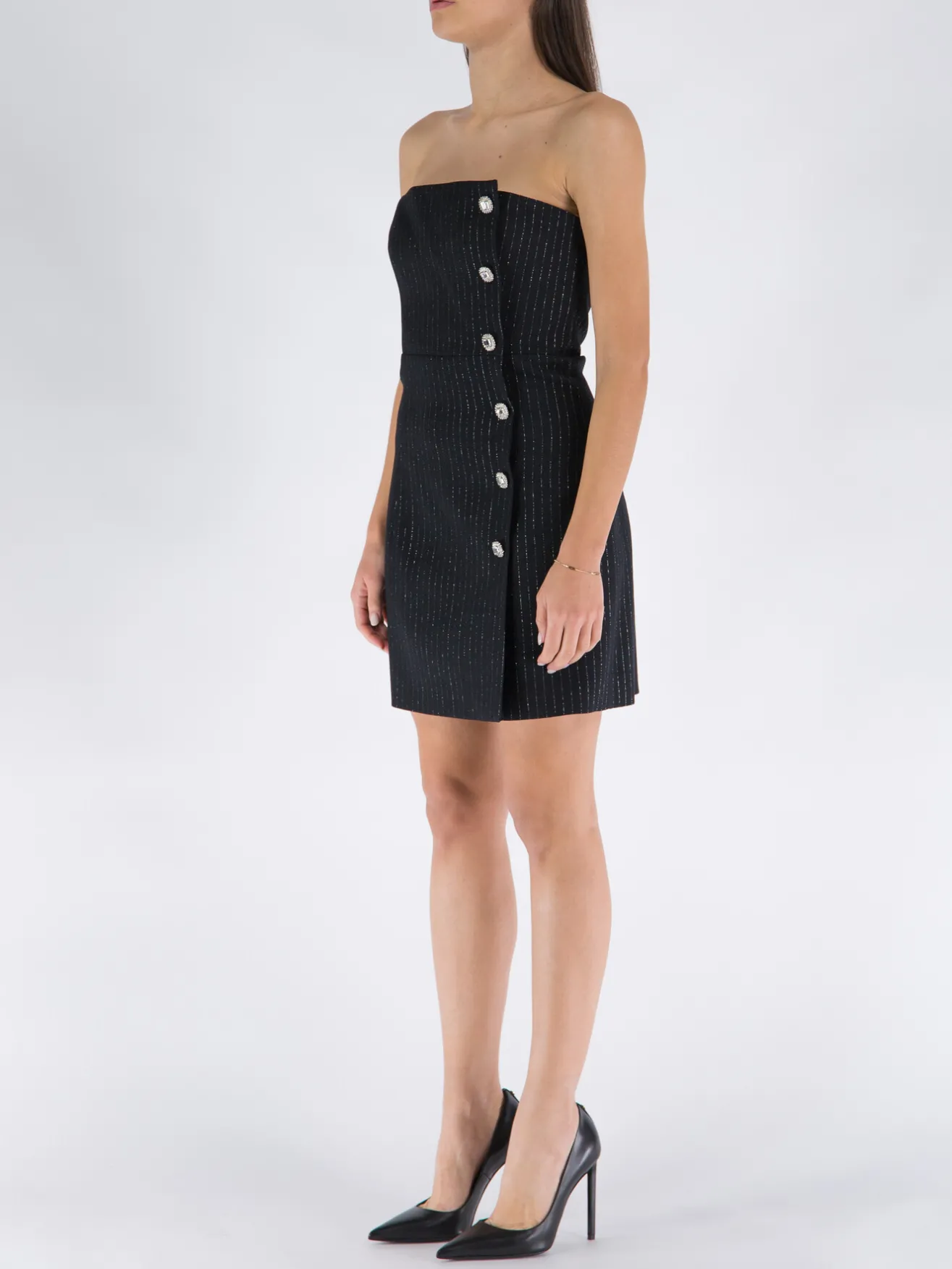 ALESSANDRA RICH Abiti<ABITO LIGHT WOOL LUREX PINSTRIPE BUSTIER Nero