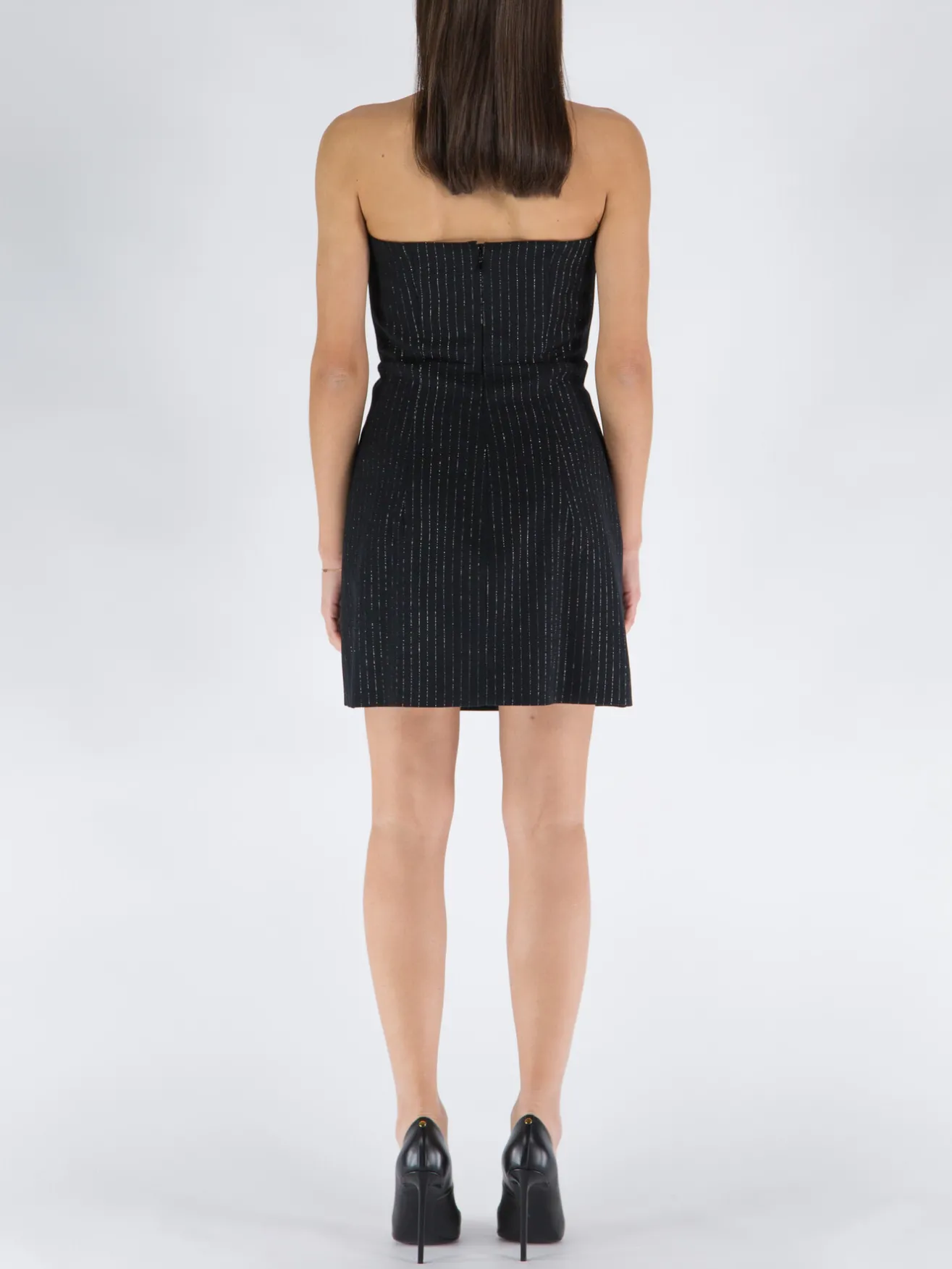 ALESSANDRA RICH Abiti<ABITO LIGHT WOOL LUREX PINSTRIPE BUSTIER Nero