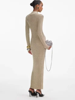 SELF-PORTRAIT Abiti<ABITO MAXI LUREX KNIT Giallo
