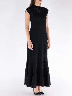 LANVIN Abiti<ABITO MIDI A-LINE BODYCON Nero