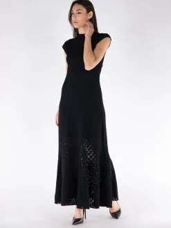 LANVIN Abiti<ABITO MIDI A-LINE BODYCON Nero