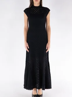 LANVIN Abiti<ABITO MIDI A-LINE BODYCON Nero