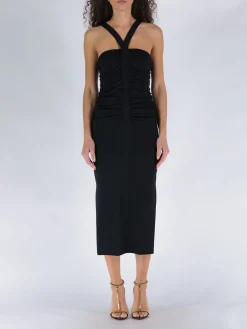 JONATHAN SIMKHAI Abiti<ABITO MIDI DARYA COMPACT RIB S/L RUCHED Nero