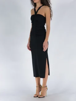 JONATHAN SIMKHAI Abiti<ABITO MIDI DARYA COMPACT RIB S/L RUCHED Nero