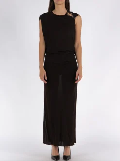 Abiti<ABITO MIDI DRAPED Nero