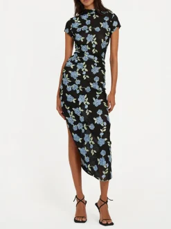 ROTATE BIRGER CHRISTENSEN Abiti<ABITO MIDI FLOREALE ASYMMETRIC Azzurro, Nero, Verde