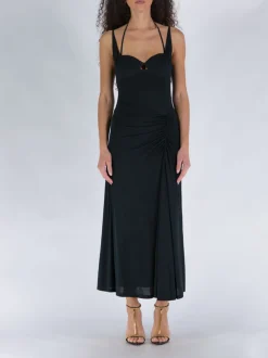 JONATHAN SIMKHAI Abiti<ABITO MIDI NAOMI DRAPED JERSEY Nero