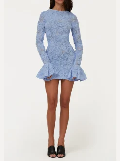 ROTATE BIRGER CHRISTENSEN Abiti<ABITO MINI FLOWER MESH Azzurro
