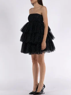 ROTATE BIRGER CHRISTENSEN Abiti<ABITO MINI MESH RUFFLE Nero