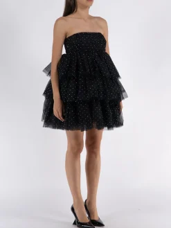 ROTATE BIRGER CHRISTENSEN Abiti<ABITO MINI MESH RUFFLE Nero