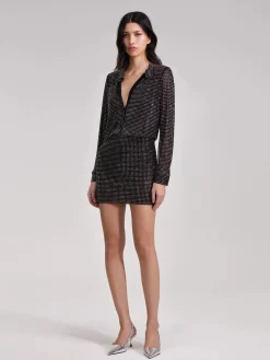 SELF-PORTRAIT Abiti<ABITO MINI RHINESTONE Nero