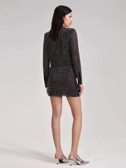 SELF-PORTRAIT Abiti<ABITO MINI RHINESTONE Nero