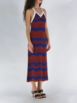 WALES BONNER Abiti<ABITO PALM KNIT Bianco, Blu, Rosso