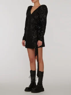 ROTATE BIRGER CHRISTENSEN Abiti<ABITO SEQUINS MINI WRAP Nero
