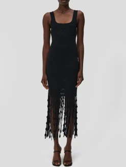 SIMKHAI Abiti<ABITO SIGNA LATTICE FRINGE Nero