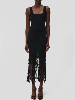 SIMKHAI Abiti<ABITO SIGNA LATTICE FRINGE Nero