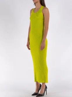 JIL SANDER Abiti<ABITO SLEEVELESS CREW NECK RIB Verde
