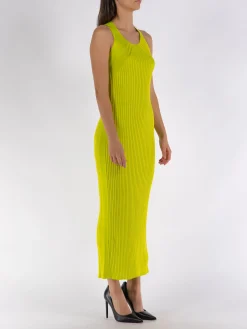 JIL SANDER Abiti<ABITO SLEEVELESS CREW NECK RIB Verde