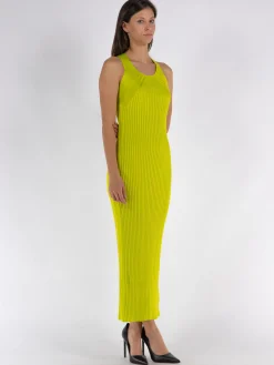 JIL SANDER Abiti<ABITO SLEEVELESS CREW NECK RIB Verde