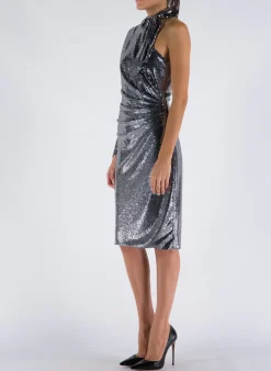 NINEMINUTES Abiti<ABITO THE MEGAN MIDI PAILLETTES Grigio