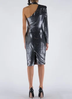 NINEMINUTES Abiti<ABITO THE MEGAN MIDI PAILLETTES Grigio