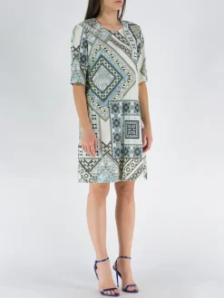 Abiti<ABITO VISCOSA FOULARD Azzurro, Bianco, Giallo, Nero