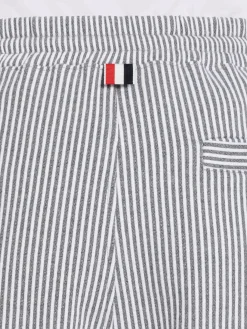 THOM BROWNE Shorts<BERMUDA SWEATSHORTS IN SEERSUCKER LOOPB Bianco, Grigio