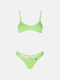 THE ATTICO Costumi Da Bagno<BIKINI IN LYCRA CON LOGO Verde