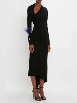 VICTORIA BECKHAM Abiti<BITO SLASH-NECK RUCHED MINI Nero