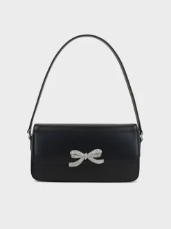 Borse A Spalla<BORSA LEATHER BAGUETTE Grigio, Nero