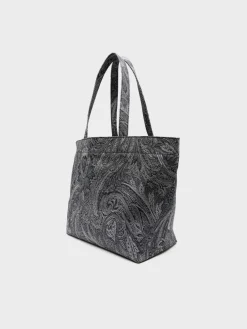 ETRO Borse|Borse Shopping<BORSA SHOPPING SOFT TROTTER L DENIM PAISLEY UNISEX Bianco, Grigio