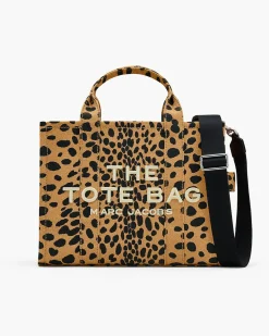 MARC JACOBS Borse A Mano<BORSA THE CHEETAH CANVAS MEDIUM TOTE Beige, Nero