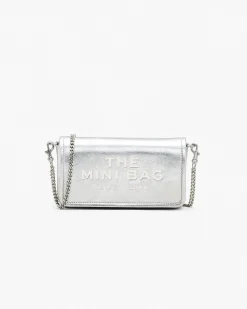 MARC JACOBS Borse A Mano<BORSA THE METALLIC LEATHER CHAIN MINI Grigio