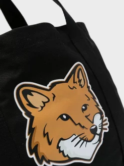 MAISON KITSUNE Borse A Mano<BORSA TOTE FOX HEAD Arancione, Giallo, Nero