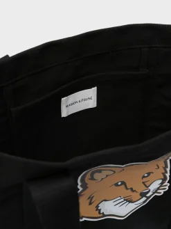 MAISON KITSUNE Borse A Mano<BORSA TOTE FOX HEAD Arancione, Giallo, Nero