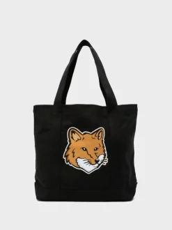 MAISON KITSUNE Borse A Mano<BORSA TOTE FOX HEAD Arancione, Giallo, Nero