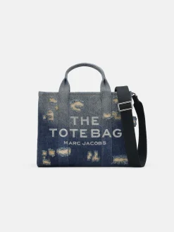 MARC JACOBS Borse Shopping<BORSA TOTE MEDIUM THE RIP AND REPAIR DENIM Bianco, Blu