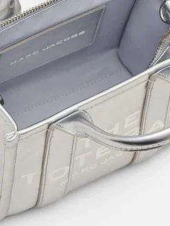 MARC JACOBS Borse A Mano<BORSA TOTE THE METALLIC LEATHER Grigio