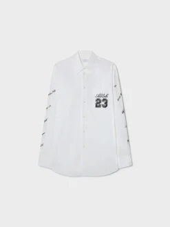 OFF-WHITE Camicie<CAMICIA 23 LOGO HEAVYCOT OVERSHIRT Bianco, Nero