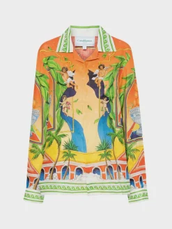CASABLANCA Camicie<CAMICIA A COLLO CUBANO Arancione, Giallo, Rosa, Verde