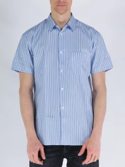 COMME DES GARCONS SHIRT Camicie<CAMICIA A MANICHE CORTE Azzurro, Bianco, Multicolor