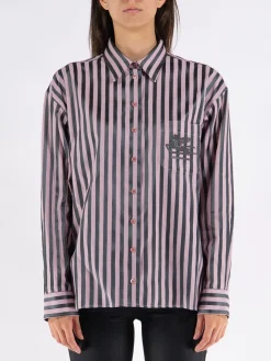 ETRO Camicie<CAMICIA A RIGHE Nero, Rosa