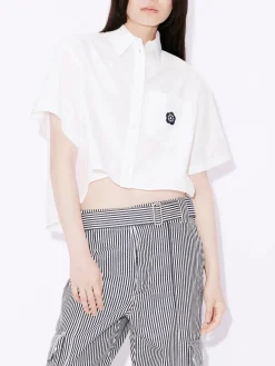 KENZO Camicie<CAMICIA BOKE 2.0 CROPPED Bianco, Nero