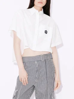 KENZO Camicie<CAMICIA BOKE 2.0 CROPPED Bianco, Nero
