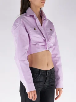 OFF-WHITE Camicie<CAMICIA CARGO CROPPED TWIST-FRONT Rosa